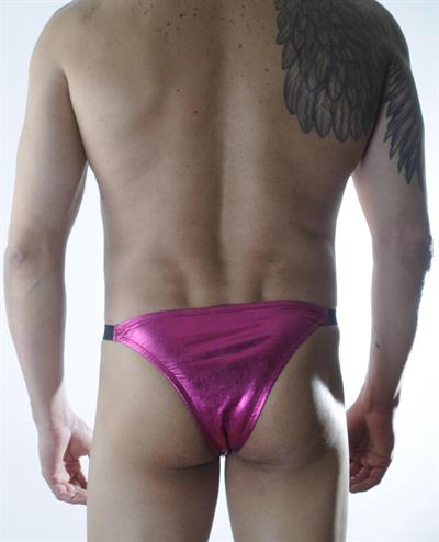 Erkek Fuşya Pembe Fantezi Giyim Deri Görünümlü Slip HF301136 