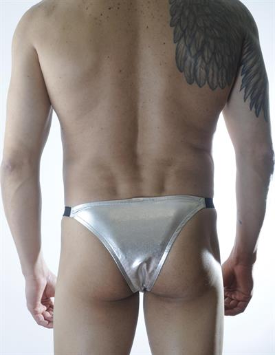 Erkek Gümüş Gri Fantezi Giyim Deri Görünümlü Slip HF301135 