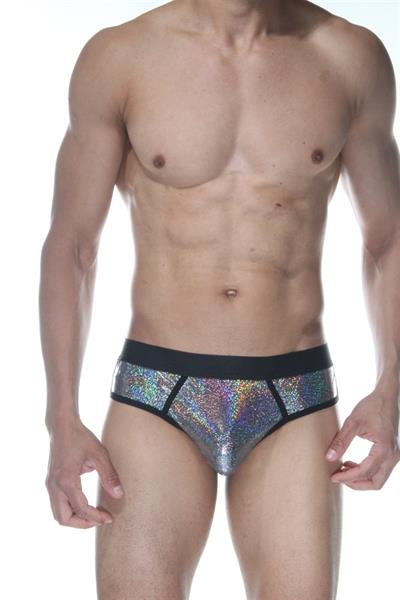 Erkek Gri Fantezi Giyim Simli Biye Detaylı Jockstrap HF102118 