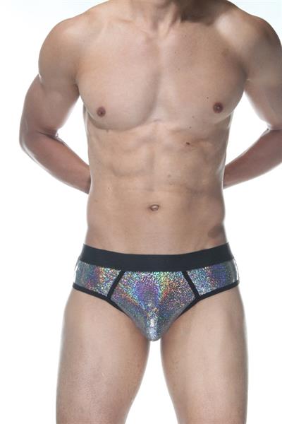 Erkek Gri Fantezi Giyim Simli Biye Detaylı Jockstrap HF102118 