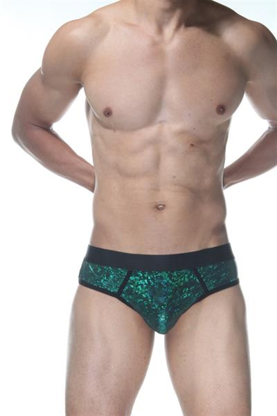 Erkek Yeşil Fantezi Giyim Parlak Jockstrap HF102119 