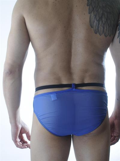 Erkek Mavi Fantezi Giyim Transparan Tül Slip HF301182 