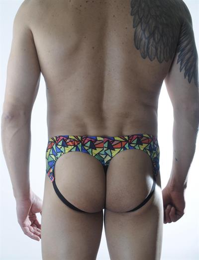 Erkek Çok Renkli Fantezi Giyim Geometrik Desenli Jockstrap HF301161 