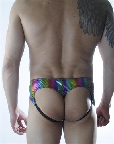 Erkek Çok Renkli Fantezi Giyim Gökkuşağı Desenli Parlak Jockstrap HF301163 
