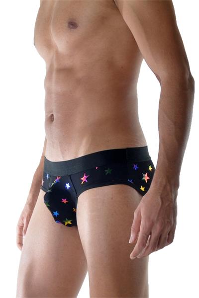 Erkek Siyah Fantezi Giyim Parlak Yıldız Desenli Slip HF111823 