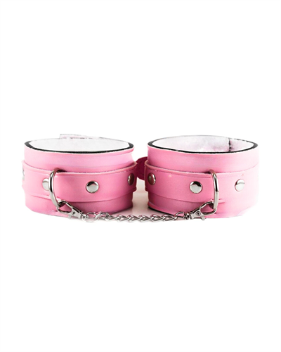 Pembe Fantezi Deri Kelepçe Kırbaç Maske Giyim Seti HF5368 
