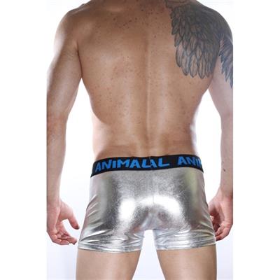Erkek Gümüş Gri Fantezi Giyim Deri Görünümlü Ön Detaylı Boxer HF012164 