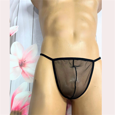 Siyah Fantezi Giyim Erkek Transparan String HF4600 