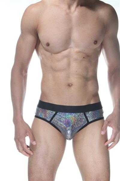 Erkek Gri Fantezi Giyim Simli Parlak Desenli Jockstrap HF102105 