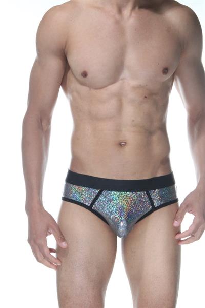 Erkek Gri Fantezi Giyim Simli Parlak Desenli Jockstrap HF102105 