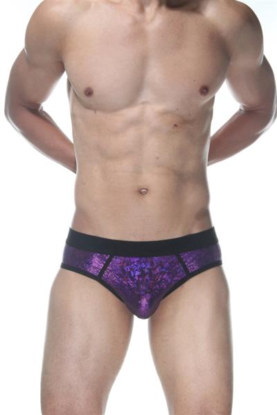 Erkek Mor Fantezi Giyim Simli Parlak Desenli Jockstrap HF102108 
