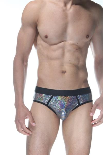 Erkek Gri Fantezi Giyim Simli Parlak Desenli Jockstrap HF102105 
