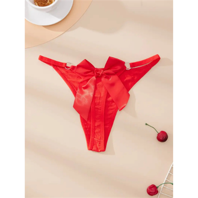 Çok Renkli Fantezi Giyim 2 li Fiyonklu Halkalı String Tanga HF0044 