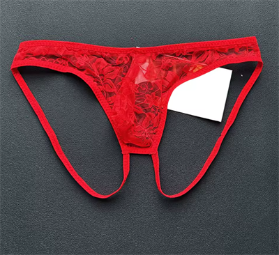 Erkek Kırmızı Fantezi Giyim Arkası Açık Dantelli Jockstrap HF4627
