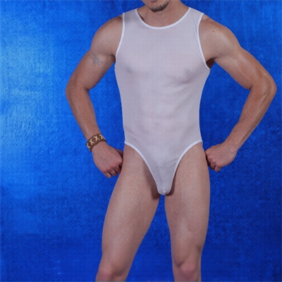 Erkek Beyaz Fantezi Giyim Transparan Body HF080867 