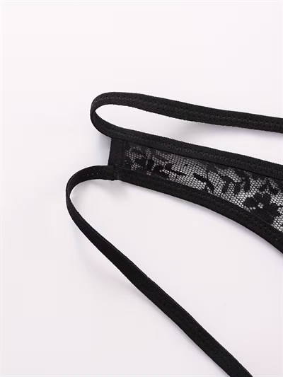 Erkek Siyah Fantezi Giyim Arkası Açık Dantelli Jockstrap HF4626