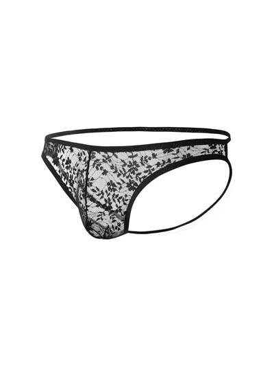 Erkek Siyah Fantezi Giyim Arkası Açık Dantelli Jockstrap HF4626