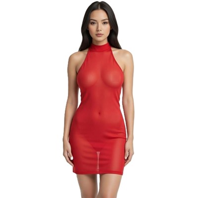 Fantezi Giyim Transparan Halter Yaka Babydoll HF060782 