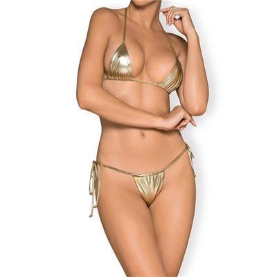 Fantezi Giyim Deri Görünümlü Bağlamalı Bikini Takımı HF101590 