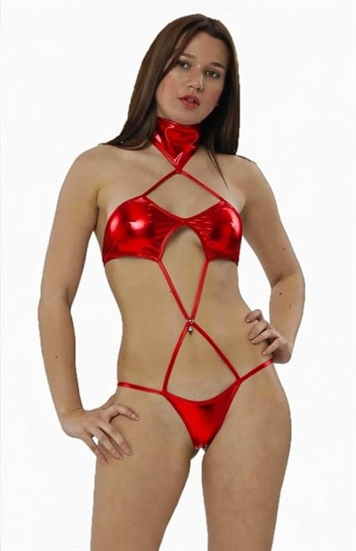 Fantezi Giyim Deri Görünümlü Body HF091256 