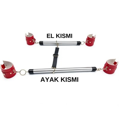 Kırmızı Fantezi Aksesuarı Borulu El Ayak Kelepçe Seti HF5385 