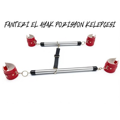 Kırmızı Fantezi Aksesuarı Borulu El Ayak Kelepçe Seti HF5385 