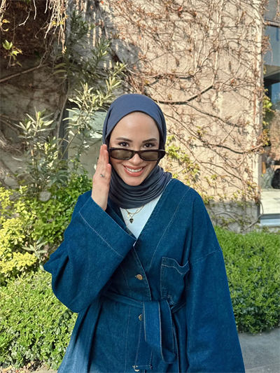  Kadın Düğmeli ve Kemerli Denim İkili Takım M61824 -  Koyu Kot
