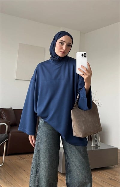 Kadın Seyyar Bağlamalı Oy-sho Kumaş Tunik M62410 - Lacivert