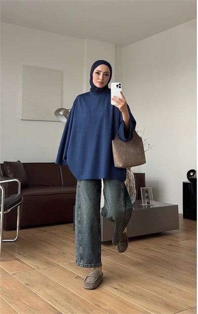 Kadın Seyyar Bağlamalı Oy-sho Kumaş Tunik M62410 - Lacivert