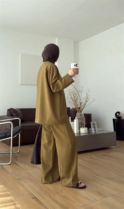 Kadın Tek Düğmeli Pantolon Takım M61886 - Yağ Yeşili