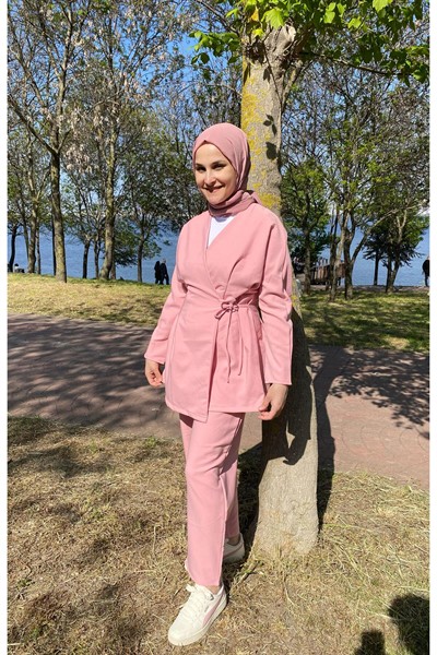 Kadın Yandan Bağlamalı Pensli Takım M101 - Pembe