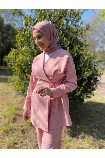 Kadın Yandan Bağlamalı Pensli Takım M101 - Pembe