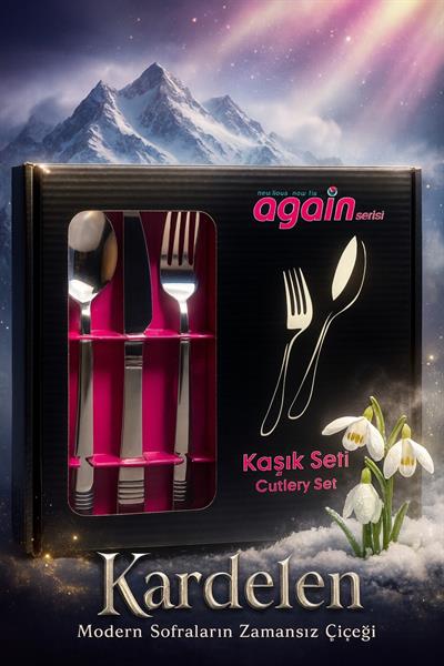 Sofraların Kardelen'i Çubuk Model Şık Kaşık-Çatal-Bıçak Takımı 36 Parça-Kutulu