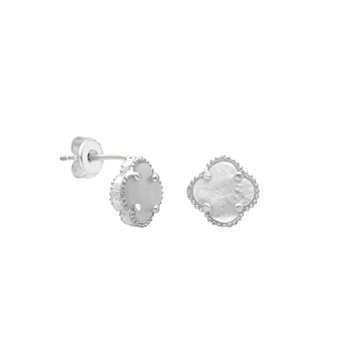 Beyaz Opal Yonca Küpe 717063 Gold