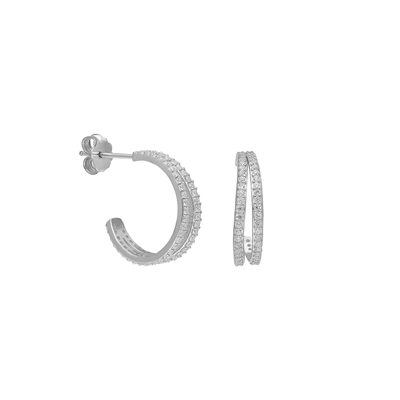 Çift Halka Küpe 717080 Silver