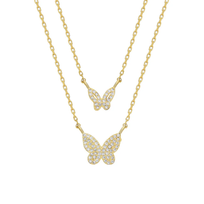 Çift Kelebek Kolye 718027 Gold
