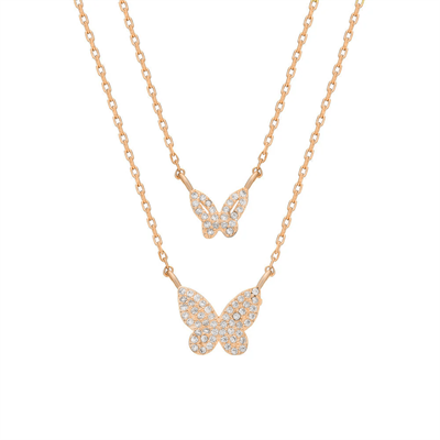 Çift Kelebek Kolye 718027 Rose