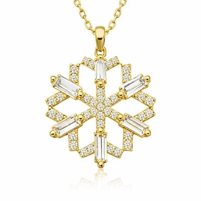 Gümüş Gold Baget Taşlı Kar Tanesi Kolye
