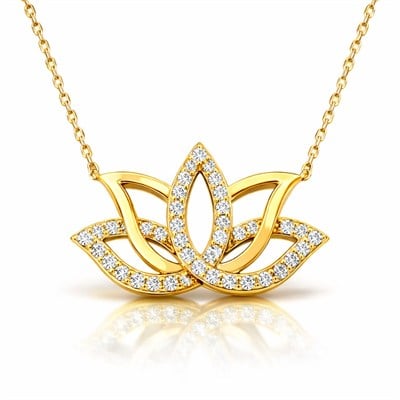 Gümüş Gold Lotus Çiçeği Kadın Kolye