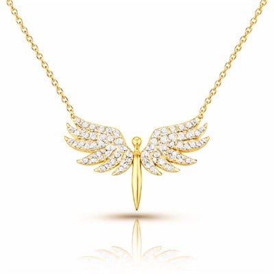 Gümüş Gold Mikail Meleği Bayan Kolye