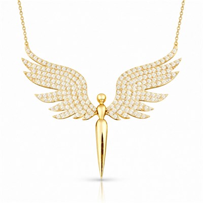 Gümüş Gold Mikail Meleği Kadın Kolye