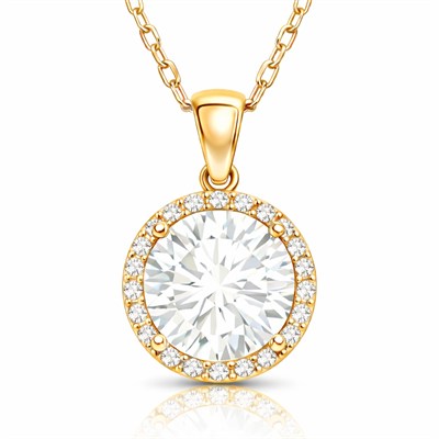 Gümüş Gold Yuvarlak Montür Kadın Kolye