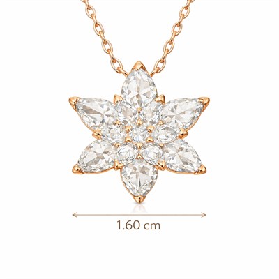 Gümüş Rose Beyaz Lotus Çiçeği Kolye