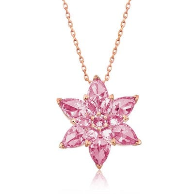 Gümüş Rose Pembe Lotus Çiçeği Kolye