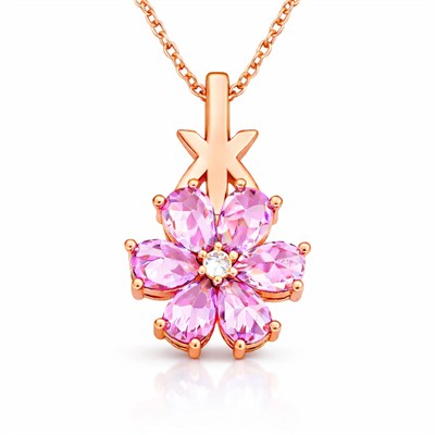 Gümüş Rose Pembe Sevgi Çiçeği Kadın Kolye