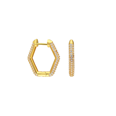 Hexagon Zirkon Küpe 717050 Gold