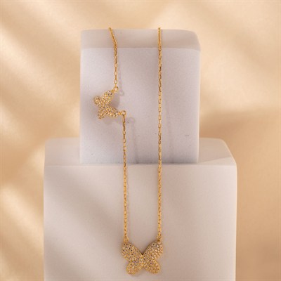 İkili Kelebek Kolye 718011 Gold