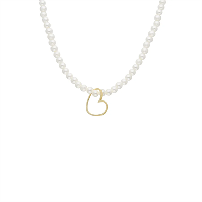 İncili Kalp Kolye 718015 Gold