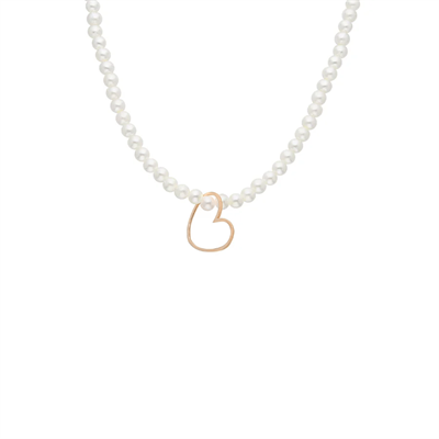 İncili Kalp Kolye 718015 Rose
