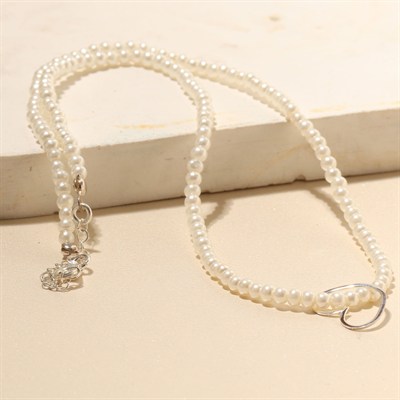 İncili Kalp Kolye 718015 Silver